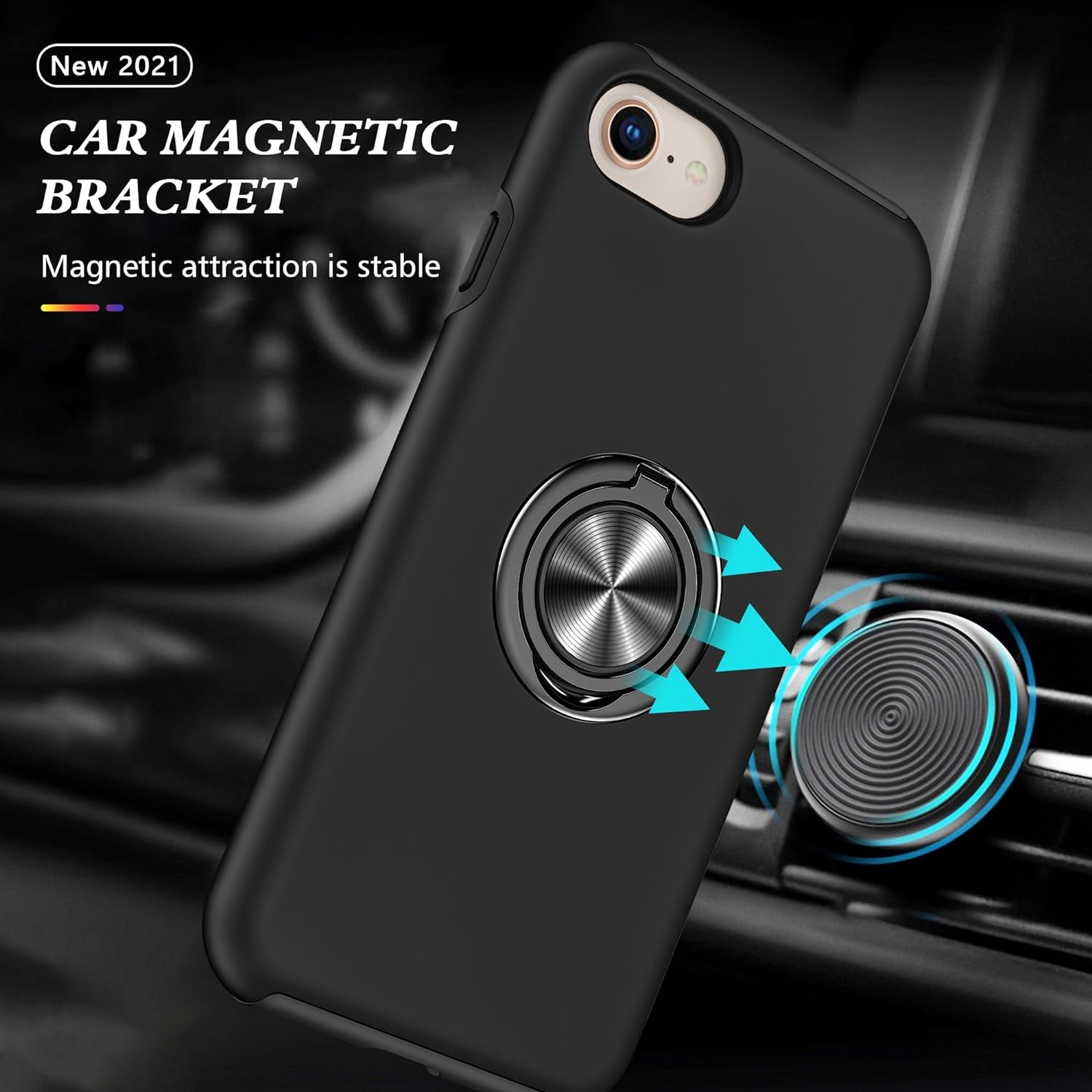 Étui hybride magnétique avec anneau invisible pour iPhone 7 Plus / 8 Plus Étui hybride magnétique avec anneau invisible pour iPhone 7 Plus / 8 Plus